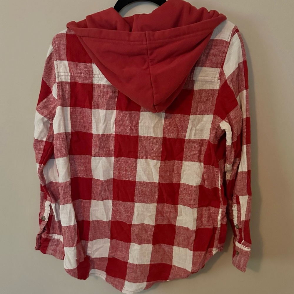 Hooded button-down shirt buffalo check flannel plaid - Picture 2 of 5